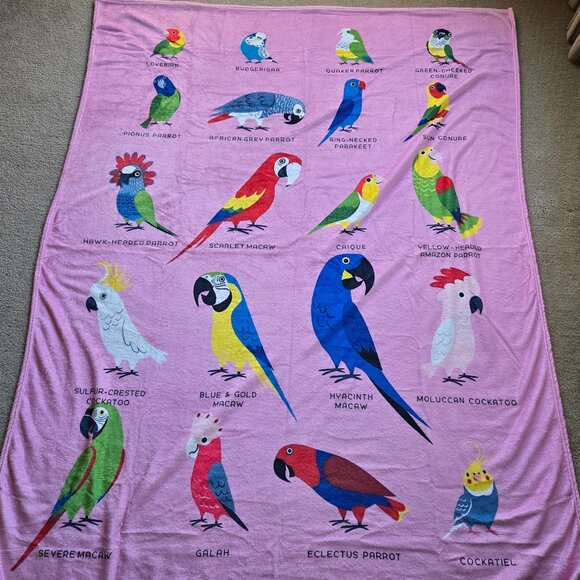 Other - Plush Fleece Throw Cartoon Parrots Bird